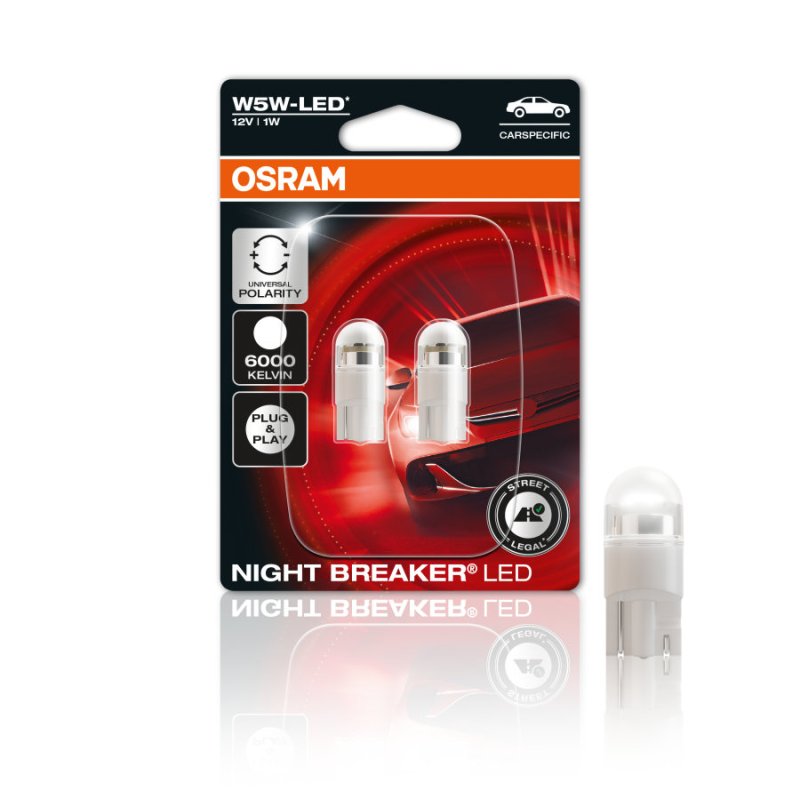 OSRAM W5W LED Night Breaker Standlicht / Innenraum Birnen mit Zulassung 2825DWNBC-02B